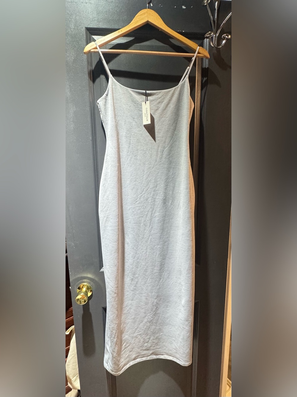 Aritzia Light Gray Contour Dress with Spaghetti Straps